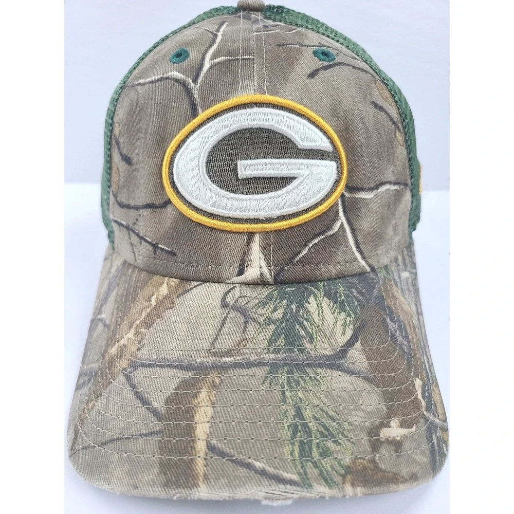 New Era Green Bay Packers 9FORTY Camo Trucker Hat Snapback Cap RealTree Green